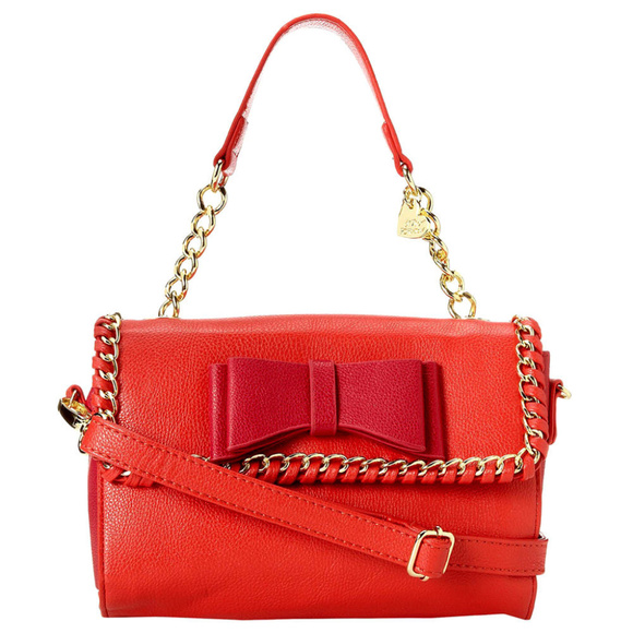 BETSEY JOHNSON Tough LoVE Bag BOW Gold Chain Purse - Picture 7 of 8